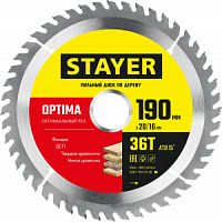 Диск пильный по дереву 190х20/16, 36Т STAYER Optima 3681-190-20-36