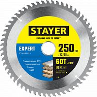 Диск пильный по дереву 250х32/30мм, 60Т STAYER Expert, точный рез (3682-250-32-60)