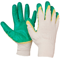 Перчатки трикотажные с 2-м латексным обливом зеленые 