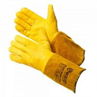 Краги Argon Welder Pro из коричневого спилка с перчаткой из желтой кожи (арт. XY250) GWARD