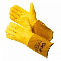 Краги Argon Welder Pro из коричневого спилка с перчаткой из желтой кожи (арт. XY301) GWARD